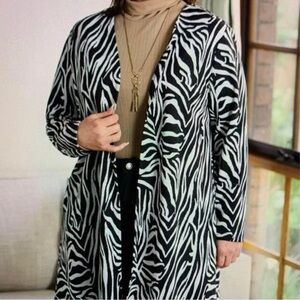 Zebra Print Open Cardigan